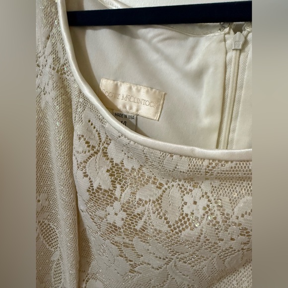 SCOTT MCCLINTOCK CAP SLEEVE LACE VINTAGE RECEPTION WEDDING DRESS 14 - Picture 4 of 8